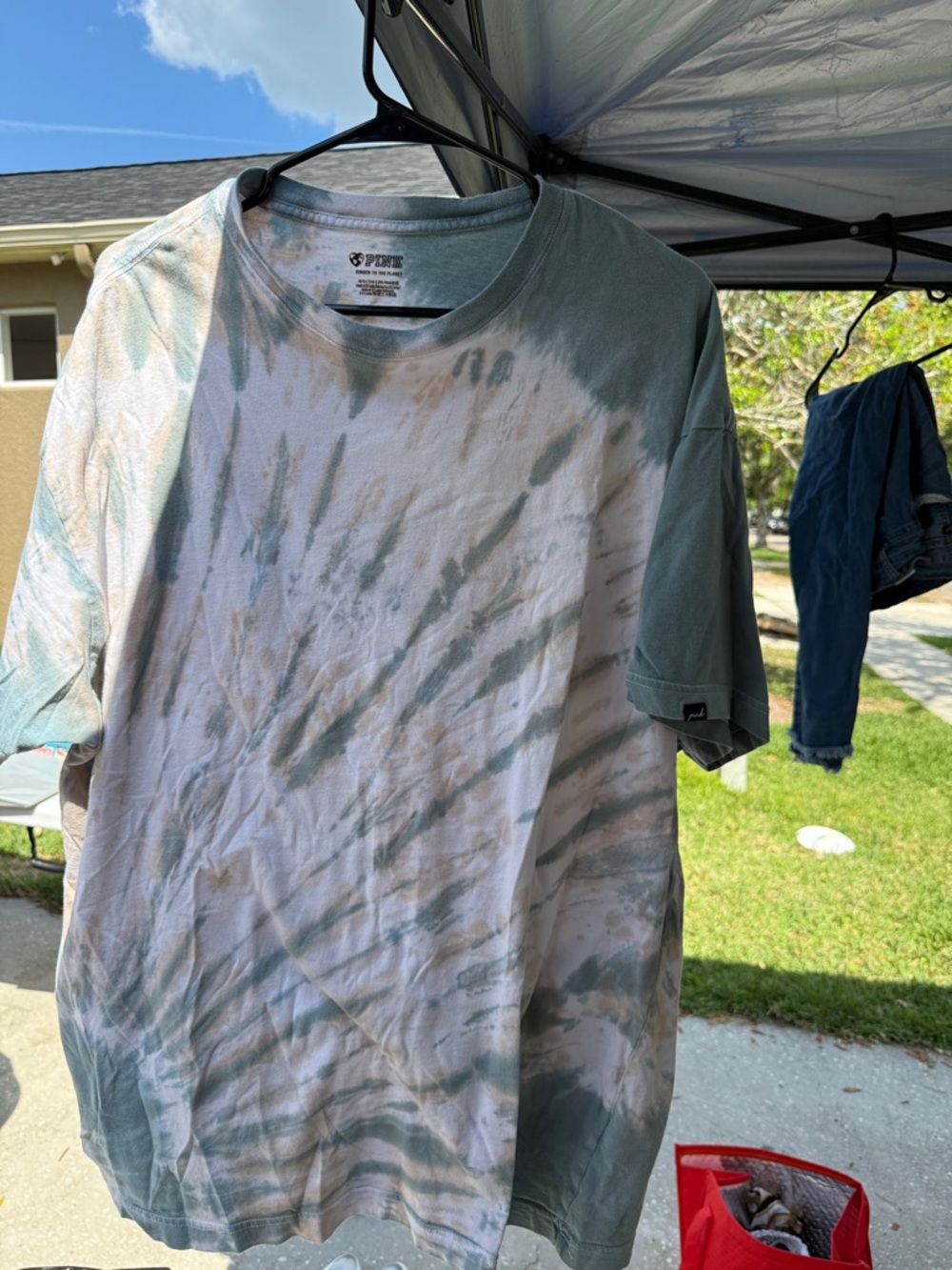 Victoria's Secret Green & White Tie-Dye Short Sleeve Tee